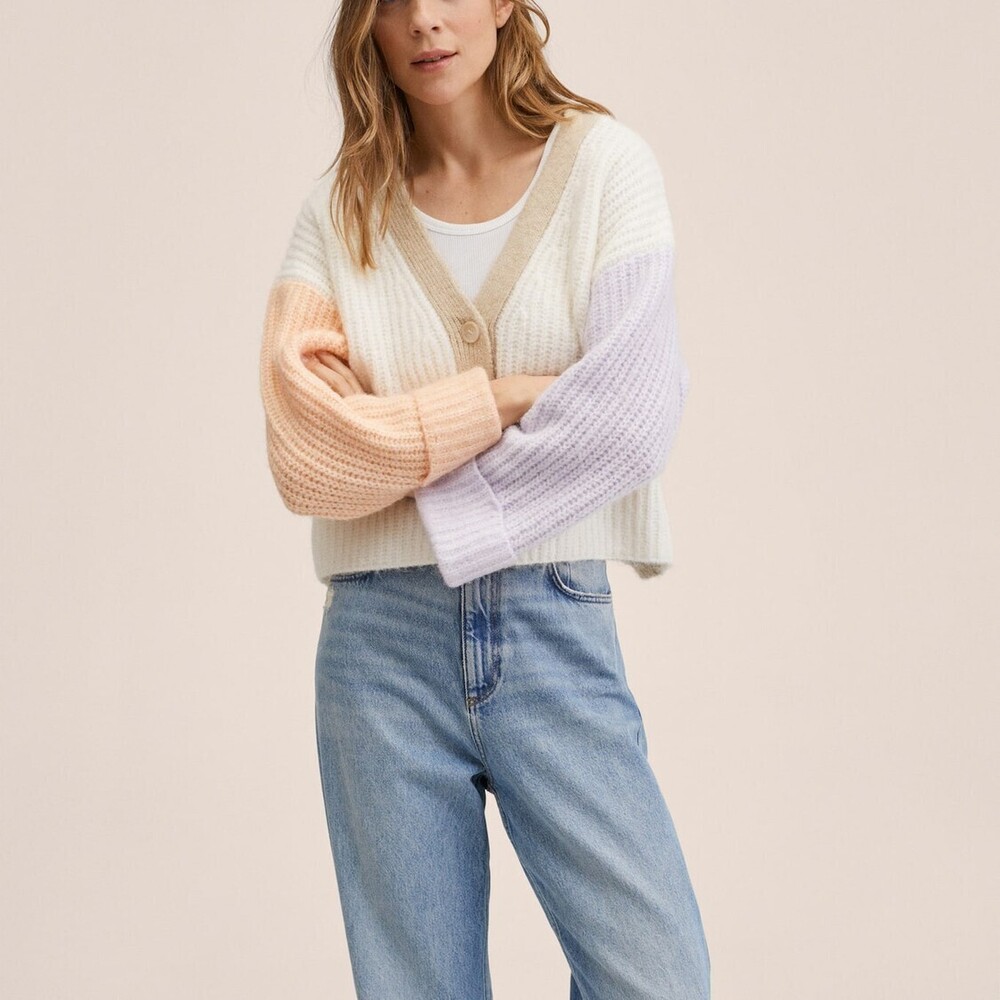 Colorblock knit cardigan